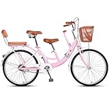 LSQXSS Eltern-Kind-Fahrrad, Fahrrad mit Rücksitz und Vordersitz, Rücksitz mit Rückenlehne und Radabdeckungsnetz, Vordersitz mit Armlehne und Fußstützensäule, Stadtpendlerfahrrad, Cruiser-Bikes