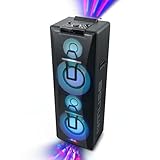 Muse DJ-Party-Box, Bluetooth-Lautsprecher, CD-Player (M-1990 DJ) Stereo-Pairing, Farbwechsel-Lichter, Gitarreneingang, tragbar, 1000 Watt