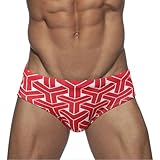 LikeJump Herren-Badehose, Badeanzug, Board-Shorts, Surf-Shorts, Badeanzüge, Bikinihose, D Rot, S 7-9