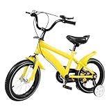 AOOUNGM 14 Zoll Kinderfahrrad mit Stützrädern, Höhenverstellbar Fahrrad für Jungen und Mädchen, Outdoor Reiten Kinder Fahrrad für 2~4Jahre, Kinderfahrrad mit Handbremse, Gelb