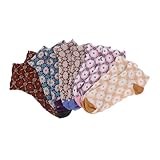 VALICLUD 5 Paare Damen Kurzsocken aus Baumwolle Vintage Blumenmuster Atmungsaktiv und Langlebig Kurze Knöchelsocken für Alltag und Frühling Buntes Schwarz Blau Gelb