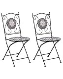 Beliani Gartenstuhl 2er Set französisch Metall schwarz Mosaik zusammenklappbar Cariati