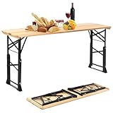 COSTWAY Bierzelttisch höhenverstellbar, klappbarer Biertisch mit Schirmloch, 168,5 cm Langer Buffettisch, Partytisch, Klapptisch für Garten, Party, Hinterhof