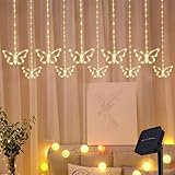 Nexoria Schmetterling Lichtervorhang Innen, 3M 10LED Schmetterlings Lichterkette Schmetterling Lichterkette Batterie Schmetterlings Vorhang USB Lichterkette Fenster Innen für Frühlingsdeko Innen (B)