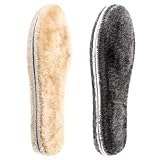 2 Paar Lammwolle Einlegesohlen Herren Winter Warme Schaffell Schuheinlagen Dick Weiche Lammfellsohlen für Schneestiefel,Arbeitsschuhe,Hausschuhe,Beige Grau EU 44