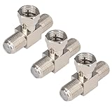 Kaunosta Koaxialkabel-Splitter, TV-Antennen-Splitter/Kombinator, RG6 F-Stecker auf 2 Buchsen, 3-Wege, 2-in-1-Ausgang, T-Koaxialkabel-Kombinator für TV, Video, Video, VCR-Antenne, Satelliten