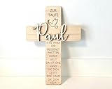 Personalisiertes Taufkreuz mit Spruch, Taufgeschenk aus Holz, Taufdeko, Taufpaten