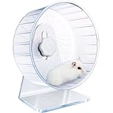 Silent Hamsterrad - Laufräder mit Einstellbarer Höhe für Hamster und Ratten (Φ 14cm, Transparent)