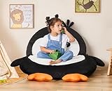 Hobestluk Sitzsack Stühle Sitzsack Bodenkissen Schlafmatte Sitzsack Stuhl für Erwachsene Sitzsack Liege für Wohnzimmer Schlafzimmer oder Spielzimmer (Schwarz, Mittel, Pinguin)