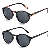ZENOTTIC 2 Paare Polarisierte Sonnenbrille Damen Herren Retro Vintage Runde Quadratische Unisex UV400 Schutz