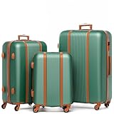 FERGÉ Kofferset 3 teilig Hartschale Milano Reisekoffer Trolley-Set (Handgepäck, L, XL) 3er Set Hartschalenkoffer Roll-Koffer 4 Rollen 100% ABS salbeigrün