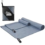 JASUEN Mikrofaser Handtuch Set-(180x80cm Groß Badetuch+80x40cm Keine Handtüch) Schnelltrocknend Reisehandtuch Sporthandtuch Outdoor Handtuch Strandtuch Saunatuch XXL (Dunkelgrau)