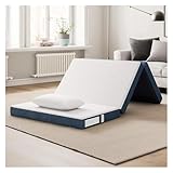 SparklWLeaf Einzel-Klappmatratze, 4-Zoll-Trifold-Matratze mit waschbarem Bezug, Einzel-Memory-Foam-Bodenmatte, Faltmatratze für das Bett