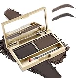 Boobeen Eyebrow Powder Kit, 2-farbige wasserfeste Augenbrauenpalette Makeup zum Definieren & Füllen von Augenbrauen, Augenbrauenfarbe Puderform natürlich aussehende Braue - mit Spiegelpinsel