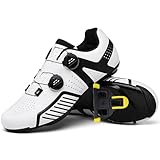 Hiuzylqx Fahrradschuhe Herren Damen Spinning Radsportschuhe Atmungsaktiv Leicht Kompatibel mit Peloton SPD ARC Look Delta Cleats Rennrad Schuhe Draussen,Weiß,36 EU