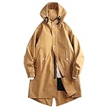Generisch Mantel mit Kapuze Herren Winter Herbst Übergangsjacke Mittellange Wintermnatel Trenchcoat Knielang Kapuzenmantel Einfarbig Outdoor Herrenmantel Baggy Freizeit Mäntel