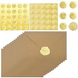 50x Briefumschläge Kraftpapier mit 50 Siegel Selbstklebend Briefumschlag Aufkleber,Briefkuvert Briefhülle für Grußkarten Einladung zum Hochzeit Weihnachten Geburtstag Taufe Party