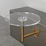 Goldener runder Bartisch zur Wandmontage mit Acrylplatte und Edelstahlbeinen, stilvoller Bistrotisch für Küche, Esszimmer und Cocktailräume