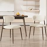 COLAMY Küchenstuhl Esszimmerstühle 2er Set, Moderne Polsterstuhl Essstühle mit Fester Rückenlehne, Stoff Esszimmerstühl mit Metallbeinen für Esszimmer, Küche, Restaurant, Beige