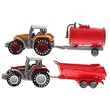 KOMBIUDA Plastik Traktor Für Realistisches Bauernhof Fahrzeug Modell Mit Inertia Funktion Und Ideal Für Jungen 2er Set LKW Für
