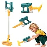 KBIBCK Kinderstaubsauger, Spielzeug Staubsauger für Kinder ab 3 Jahren, Batteriebetriebener mit 3 Köpfen und Musik, Echter Saugleistung, Haushaltsspielzeug für Mädchen, Rollenspielspaß, 76cm (Grün)