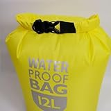 Filteilect Wasserdichter Trockensack, 6 l, 12 l, für Kajakfahren, Kanu, Rafting, Schwimmen, Outdoor-Wassersport – 210T Polyester mit 3000 mm Wasserdichtigkeit (Gelb 12L)