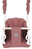 GB Babyschaukel Set für Zuhause und Garten | Holzschaukel | Kleinkindschaukel | Kindergartenschaukel | Kinderschaukel | Schaukelsitz | Muschel-Muster | Swing ab 6M+ Indoor Outdoor (Altrosa)
