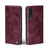 LBH Handyhülle für LG Velvet 5G in Weinrot mit Karten- und Geldfach Smartphone Hülle mit Standfunktion Flip Case Schutzhülle Magnetverschluss Vintage
