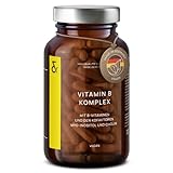Vitamin B Komplex Hochdosiert Vegan - alle acht B-Vitamine & Co-Faktoren - 120 Kapseln (4 Monate) - Vit B1, B2, B3, B5, B6, B12 Methylcobalamin, Biotin & Folsäure, Myo-Inositol, Cholin - Bioaktiv