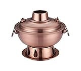 Edelstahl Kupfer Hot Pot für chinesisches Fondue und Kohle Kochen, ideal für Picknicks im Freien