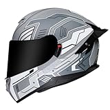 Retro Integralhelm Mit Sonnenblende Integralhelme Motorrad Helm Vollvisierhelm Mopedhelm ECEDOT Zertifiziert Motorradhelm Motocrosshelme Full-Face Helme Für Unisex Adult H,XL:61-62CM