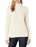 Amazon Essentials Damen Leichter Rollkragenpullover Mit Zopfmuster (Erhältlich In Übergröße), Creme, L