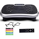 Vibrationsplatte - Fitnessgeräte für Zuhause - 99 Intensitätsstufen - 5 Trainingsprogramme - Massagegerät & Sportgerät mit Bluetooth für Home Workout - Mit Widerstandsbändern - WeightWorld