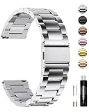 Fullmosa Edelstahl Uhrenarmband 22mm für traditionell Uhr, Kompatibel mit Samsung Galaxy Watch 3 45mm/Galaxy Watch 46mm, Huawei Watch GT5/GT5 Pro/4/4 Pro 46mm/Garmin Vivoactive 4, Silber