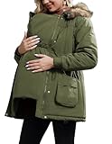 Maacie Tragejacke Für Mama Und Baby 3 In 1 Damen Langarm Kapuze Känguru Umstandsjacke Mit Babyeinsatz Winterjacke Schwangerschaft