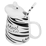 KICHOUSE Kühe Keramik Becher Kaffeebecher Kaffeetassen Mit Deckel Cartoon-kuh-tasse Cartoon-kaffeetasse Milchkaffeetasse Kuh-kaffeetasse Becher Trinken Tee Kaffeetasse Keramisches Material