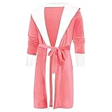 Damen-Winter-Fleece-Bademantel mit langem Schal, verlängerter Schlafanzug mit Kapuze, weicher und gemütlicher Langarm-Bademantel, warme und bequeme Loungewear, flauschiger, superweicher Bademantel mit
