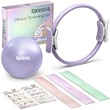 EgoNova Pilates Ring Set: 35cm Magic Circle mit doppelten gepolsterten Griffen, Pilates Mini Ball und Resistance Bands (15, 25, 35 lbs) für Stärke, Flexibilität, Stabilität und Körperstraffung