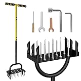 Rasenlüfter, Aerifizierer für Rasen Hohlspoon, Gartenwerkzeuge, Werkzeug Hohle Zeitgeräte mit Gepolstertem T-Griff, 12 8.8CM Feste Spikes und 6 Hohl Zahnräder, Manuelle Belüfter für Rasen und Garten