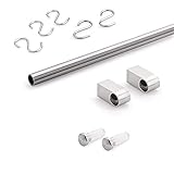 Gedotec Design Küchenreling Chrom Relingsystem Küche | verchromt poliert | Reling-Set Länge 600 mm | Reling-System mit 5 S-Haken mit Befestigungsmaterial | 1 Komplett-Set - Küchenleiste aus Metall