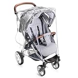Zamboo Universal Regenschutz Buggy mit vollständiger Frontöffnung - Regenverdeck Kinderwagen & Sportwagen mit Fenster und Doppel Reißverschluss zum Öffnen - transparent, schadstofffrei