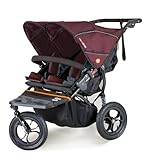 Out 'n' About Nipper Doppel-Kinderwagen, Tandem-Kinderwagen, Neugeborene – 4 Jahre, All-Terrain Twin Buggy | Brambleberry Red | Regenschutz und abnehmbarer Korb im Lieferumfang enthalten
