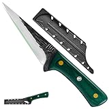 FULLHI Multi-color Holzgriff Full Tang Ausbeinmesser mit Scheide, High Carbon Steel Fishing Meat Slicing Deboning Küchenmesser für Outdoor-Kochen, Camping BBQ (Grün, 5.51')