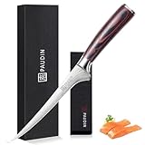 PAUDIN Filetiermesser Fisch 18 cm, Professionelles Küchenmesser Fischmesser, Ausbeinmesser aus Hochwertiger Carbonstahl, Ultrascharf Fleischermesser Fischfiletmersser mit Ergonomischem Pakkaholzgriff