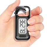 3D-Simple-Walking-Pedometer, tragbarer Karabiner-Schrittzähler, Schrittzähler mit Halsleine für Senioren, Männer, Frauen (Schwarz)