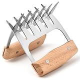 2-teilige BBQ Bär Krallen, Edelstahl BBQ Fleischkrallen für Pulled Pork, Grill Zubehör BBQ Krallen mit ergonomischem Holzgriff, ideal für Schweinefleisch, Rindfleisch, Huhn und mehr