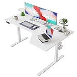 Agilestic Elektrischer Stehschreibtisch, L-förmiger 150 cm höhenverstellbarer Schreibtisch, Sitz- und Stehtisch für Home Office, ergonomischer aufsteigender Computertisch mit Splice Board, Weiß