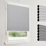 Joydeco Wabenplissee ohne Bohren Verdunklung Thermo Klemmfix Zweifarbig Grau B45 x H130 cm, Plisseerollo Sichtschutz Sonnenschutz & Schallschutz für Fenster & Tür