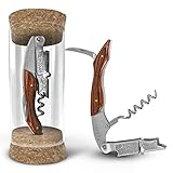 EKVALLY Kellnermesser Holz - Profi Korkenzieher aus Edelstahl - Weinöffner in Gastronomie Qualität mit Flaschenöffner & Folienschneider - stylischer Weinöffner - Sommelier