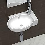 QJBSAVVA Waschbecken Keramik Weiß 41 x 28 x 12,5 cm Modernes Design mit Überlaufloch für Waschtisch oder Wandmontage im Badezimmer